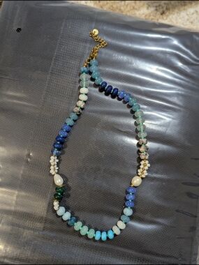 Handmade Blue & Green Beaded Women's Necklace